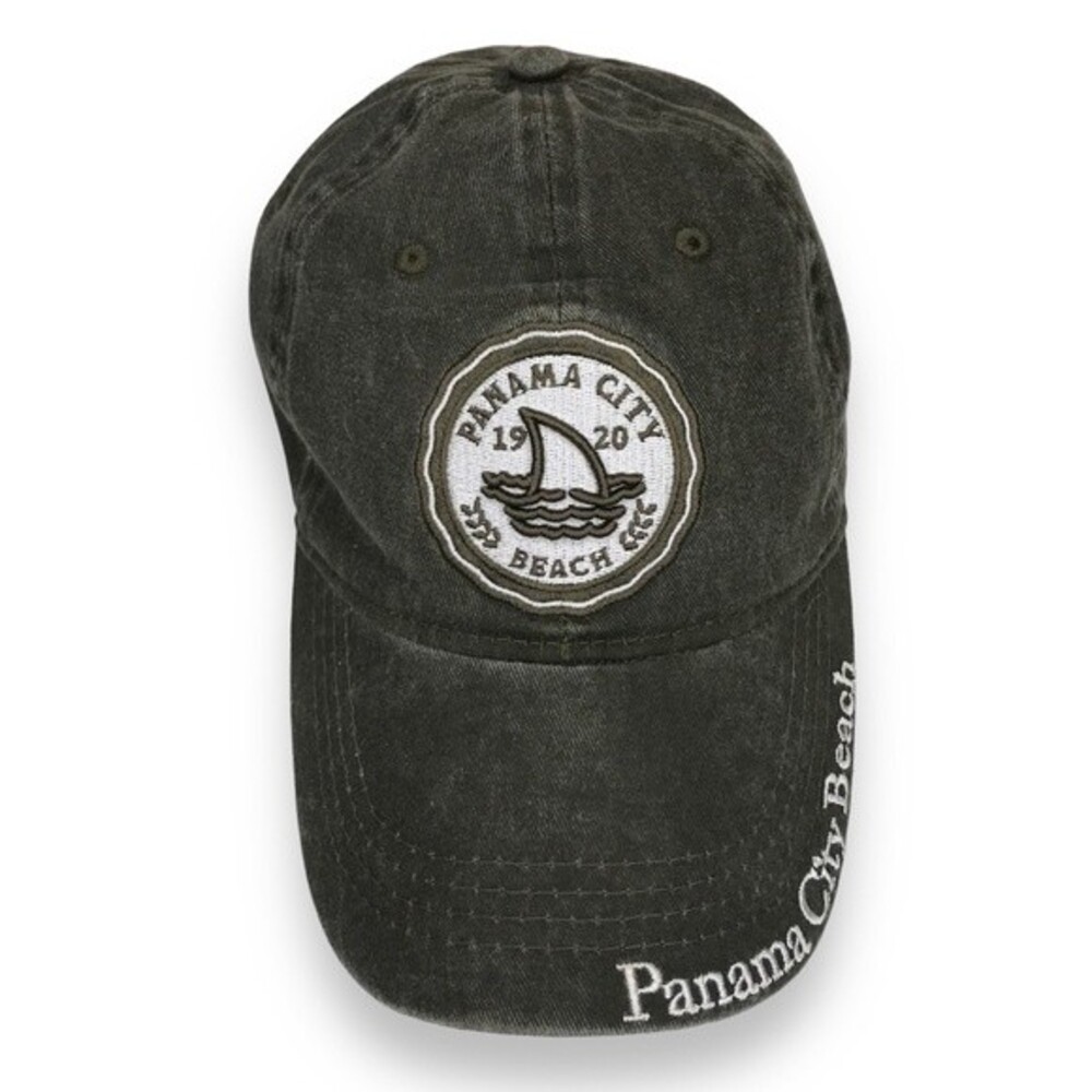 Lucky 7 USA Panama City Beach 6 Panel Olive Adjustable Hook Loop Hat Ball Cap